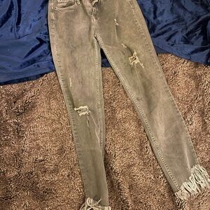 We The Free Distressed Army Green Skinny Jeans